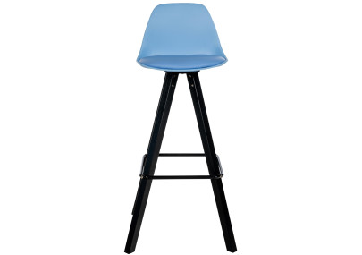 Sgabello da bar Corbin, similpelle, quadrato, nero/blu