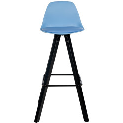 Tabouret de bar Corbin, similicuir, carré, noir bleu