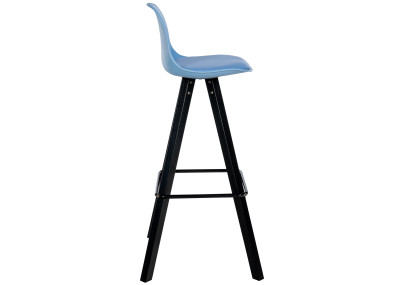 Taburete de bar Corbin, imitación piel, cuadrado, negro/azul