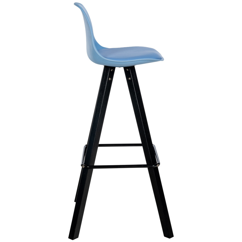 Tabouret de bar Corbin, similicuir, carré, noir/bleu