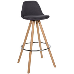 Tabouret de bar Corbin, tissu, rond, naturel gris foncé
