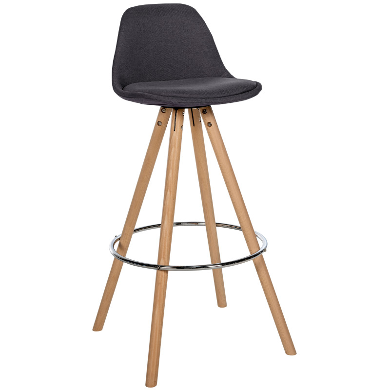 Tabouret de bar Corbin, tissu, rond, naturel gris foncé