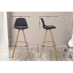 Tabouret de bar Corbin, tissu, rond, naturel gris foncé