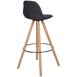 Tabouret de bar Corbin, tissu, rond, naturel gris foncé