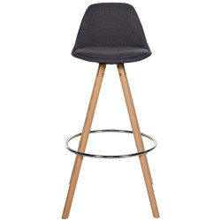 Tabouret de bar Corbin, tissu, rond, naturel gris foncé