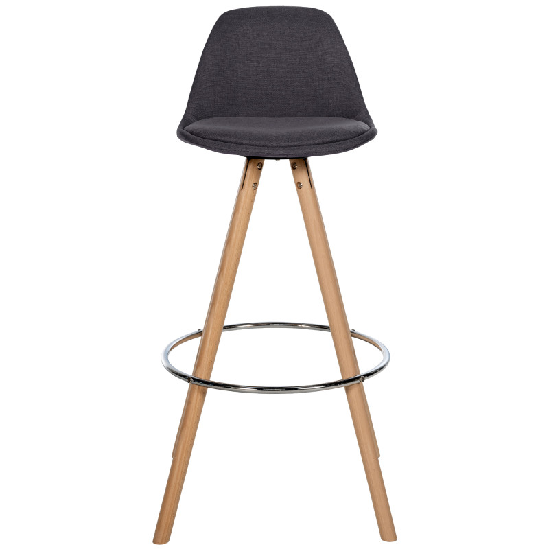 Tabouret de bar Corbin, tissu, rond, naturel gris foncé