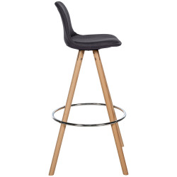 Tabouret de bar Corbin, tissu, rond, naturel gris foncé