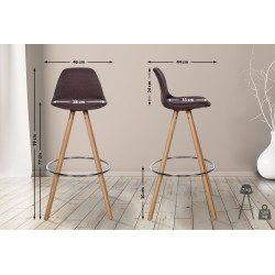Tabouret de bar Corbin, tissu, rond, naturel brun