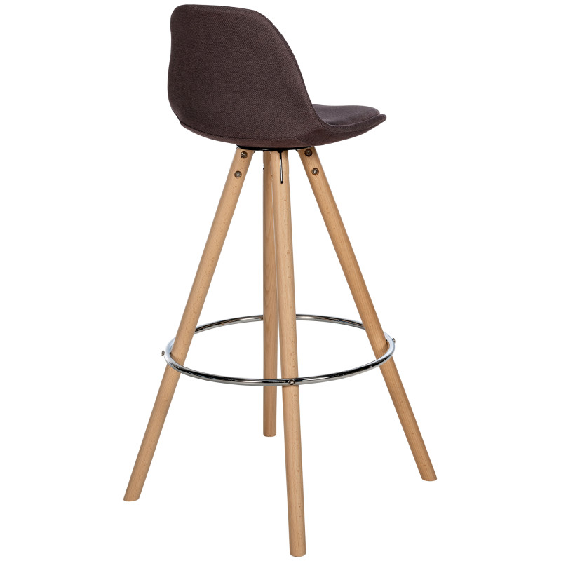 Tabouret de bar Corbin, tissu, rond, naturel brun