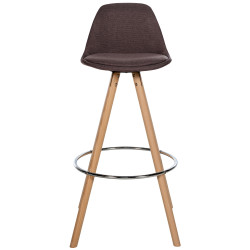 Tabouret de bar Corbin, tissu, rond, naturel brun
