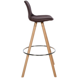 Tabouret de bar Corbin, en tissu, rond, marron naturel