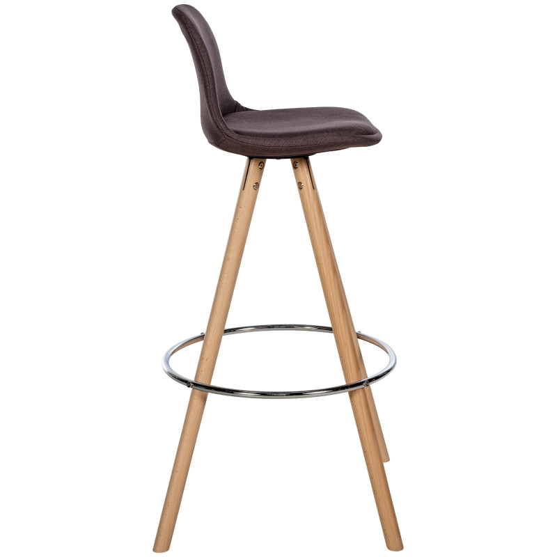 Tabouret de bar Corbin, tissu, rond, naturel brun