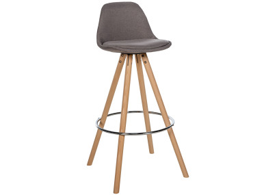 Taburete de bar Corbin, tapizado, redondo, color topo natural