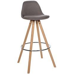 Tabouret de bar Corbin, tissu, rond, naturel taupe