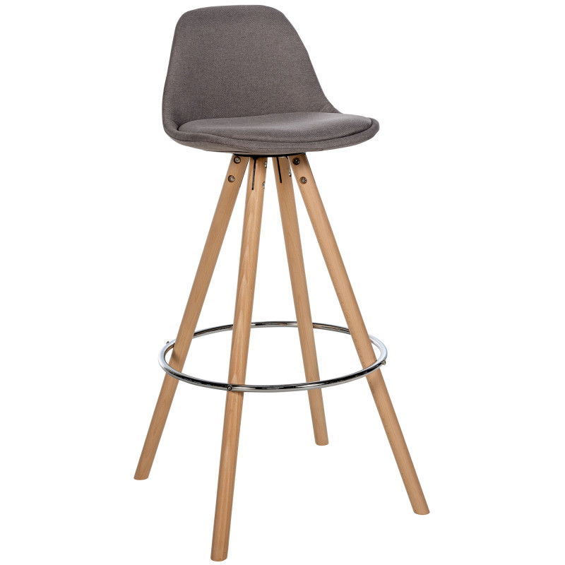 Tabouret de bar Corbin, tissu, rond, naturel taupe