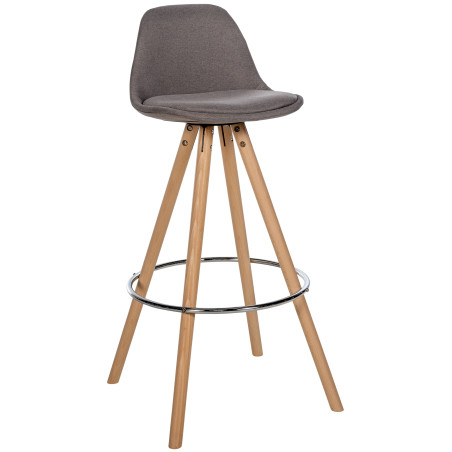 Tabouret de bar Corbin, tissu, rond, naturel taupe