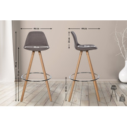 Tabouret de bar Corbin, tissu, rond, naturel taupe