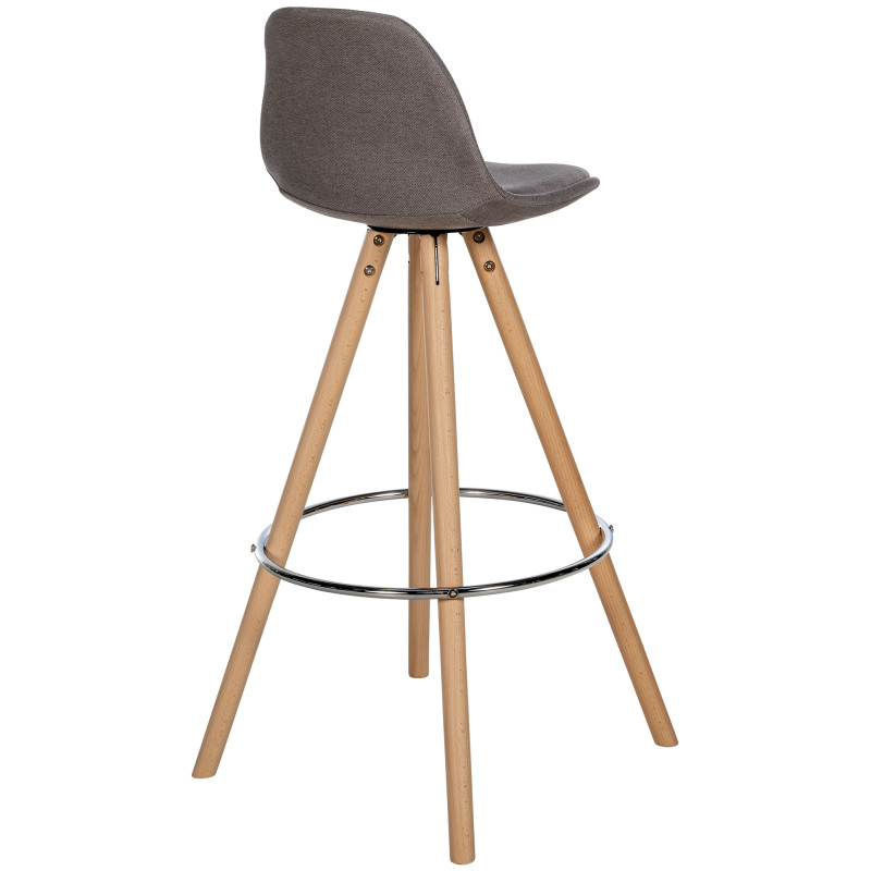 Tabouret de bar Corbin, tissu, rond, naturel taupe