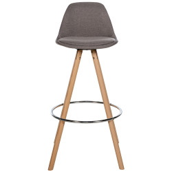 Tabouret de bar Corbin, tissu, rond, naturel taupe