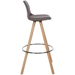 Tabouret de bar Corbin, en tissu, rond, taupe naturel