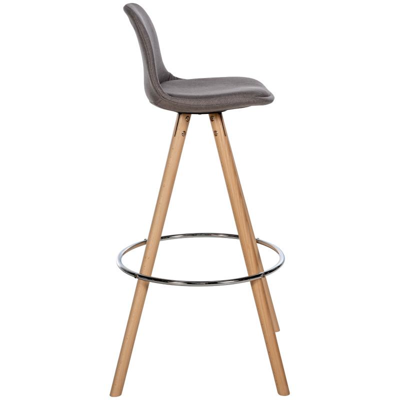 Taburete de bar Corbin, tapizado, redondo, color topo natural