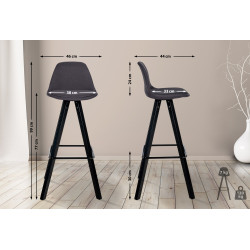 Tabouret de bar Corbin en tissu carré noir gris foncé
