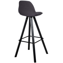 Tabouret de bar Corbin en tissu, carré, noir gris foncé