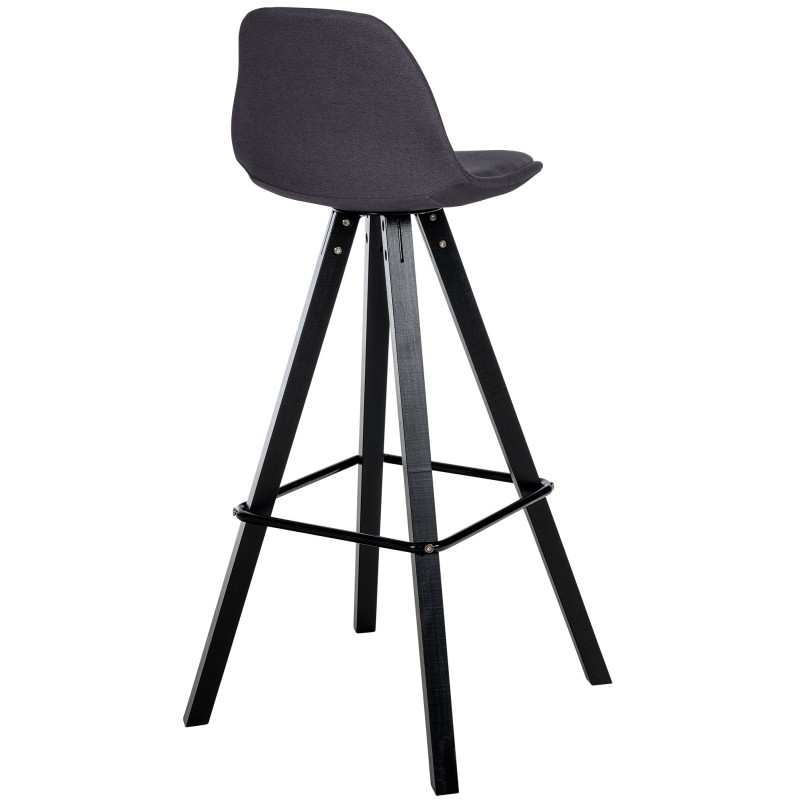 Tabouret de bar Corbin en tissu carré noir gris foncé