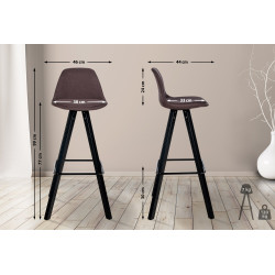 Tabouret de bar Corbin en tissu, carré, noir brun