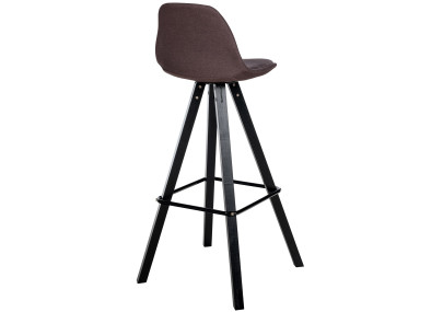 Tabouret de bar Corbin, tissu, carré, noir/marron
