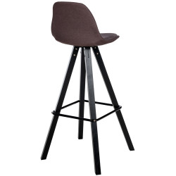 Tabouret de bar Corbin en tissu, carré, noir brun