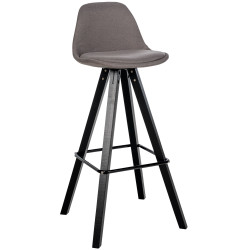 Tabouret de bar Corbin en tissu, carré, noir et taupe