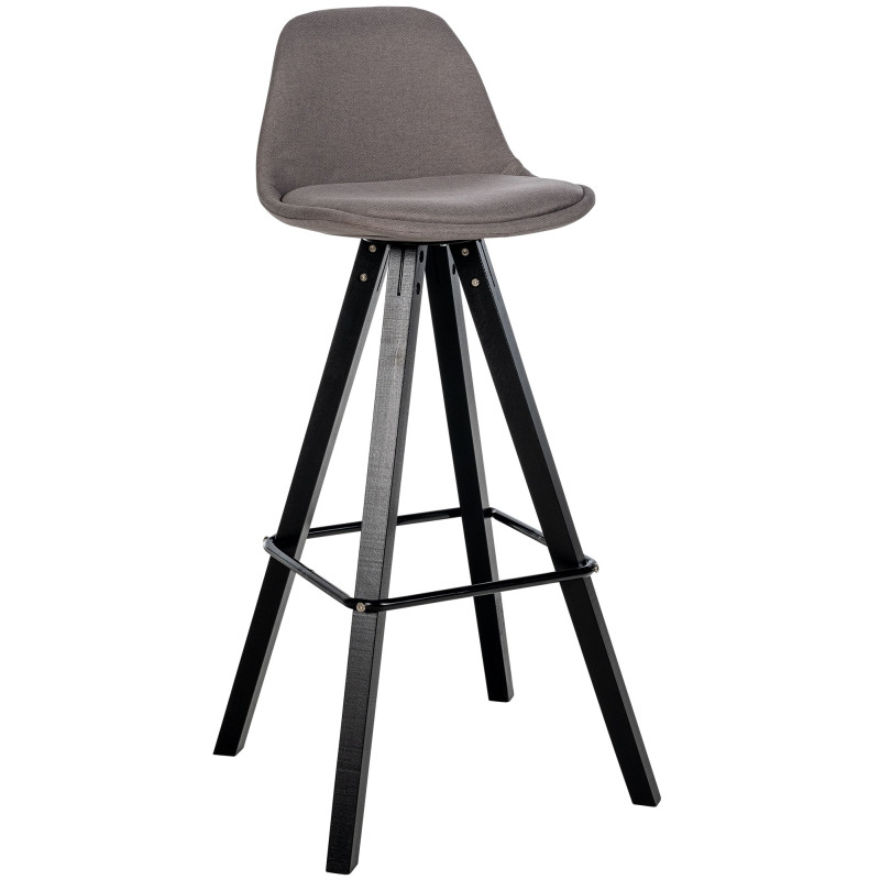 Tabouret de bar Corbin en tissu, carré, noir taupe