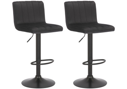 Lot de 2 tabourets de bar Jamie en velours noir