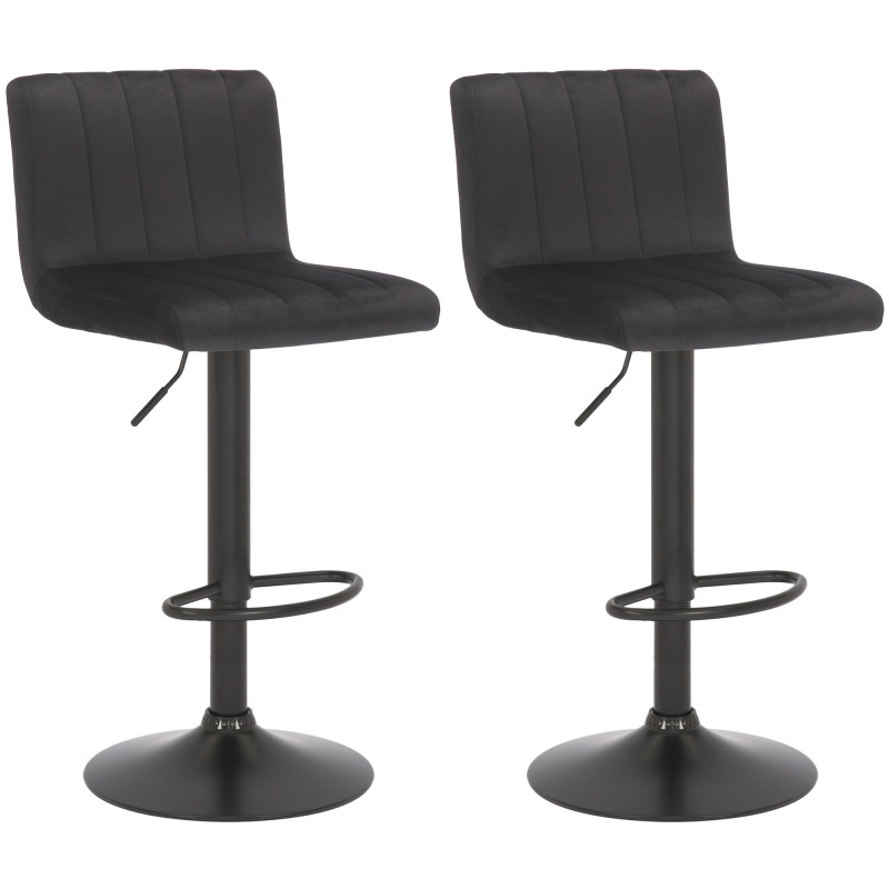 Lot de 2 tabourets de bar Jamie en velours noir