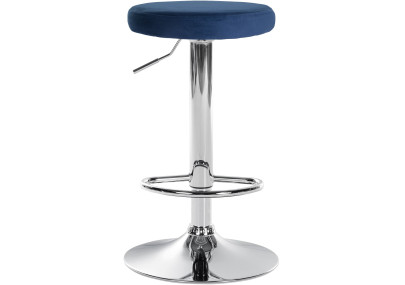 Ensemble de 2 tabourets de bar en velours Ponte, bleu chromé