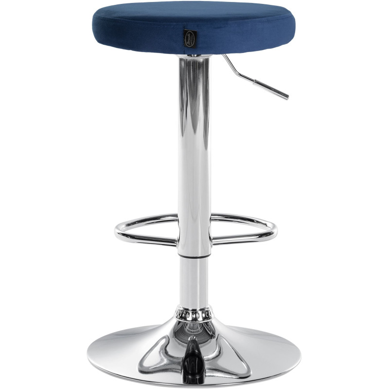 Ensemble de 2 tabourets de bar en velours Ponte chromé bleu