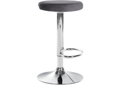 Ensemble de 2 tabourets de bar Ponte, velours, chrome, gris foncé