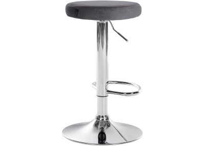 Ensemble de 2 tabourets de bar Ponte, velours, chrome, gris foncé