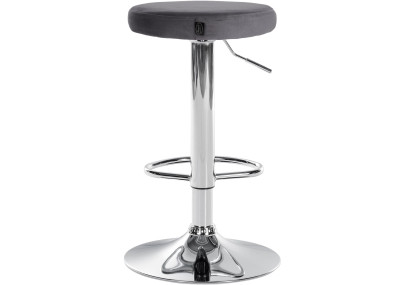 Juego de 2 taburetes de bar Ponte, terciopelo, cromo, gris oscuro