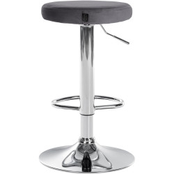 Ensemble de 2 tabourets de bar Ponte, velours, chrome, gris foncé