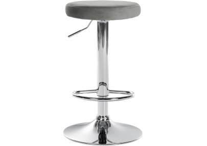 Juego de 2 taburetes de bar Ponte, terciopelo, gris cromado