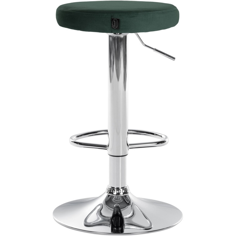 Juego de 2 taburetes de bar Ponte, terciopelo, verde cromado