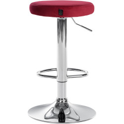 Ensemble de 2 tabourets de bar en velours Ponte, rouge chromé