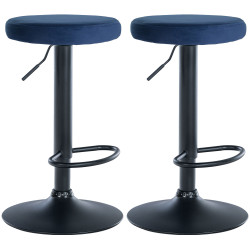 Ensemble de 2 tabourets de bar en velours Ponte, noirs bleu