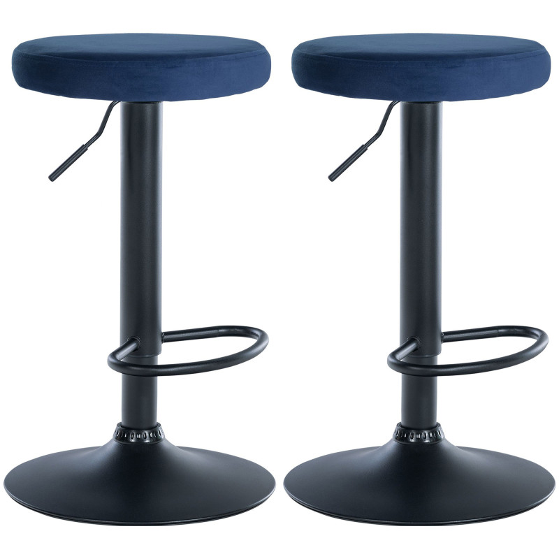 Ensemble de 2 tabourets de bar en velours Ponte, noirs bleu