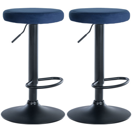 Ensemble de 2 tabourets de bar en velours Ponte, noirs bleu