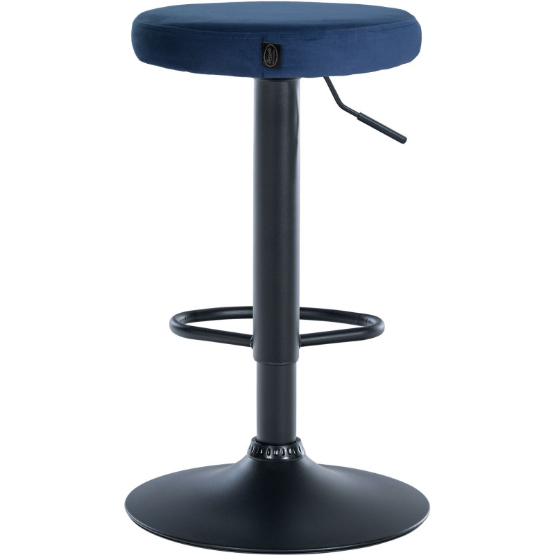 Juego de 2 taburetes de bar Ponte de terciopelo, negro y azul