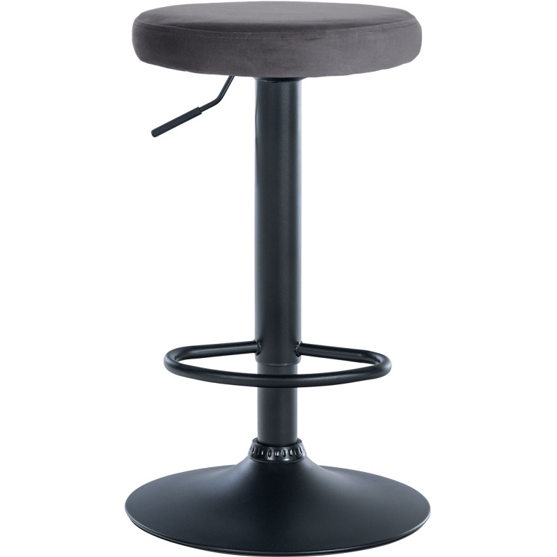 Ensemble de 2 tabourets de bar en velours Ponte, noir/gris foncé