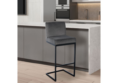 Tabouret de bar Hopewell en velours gris B